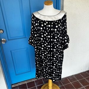Kathryn Conover Black and White Polka Dot 100% Silk Dress